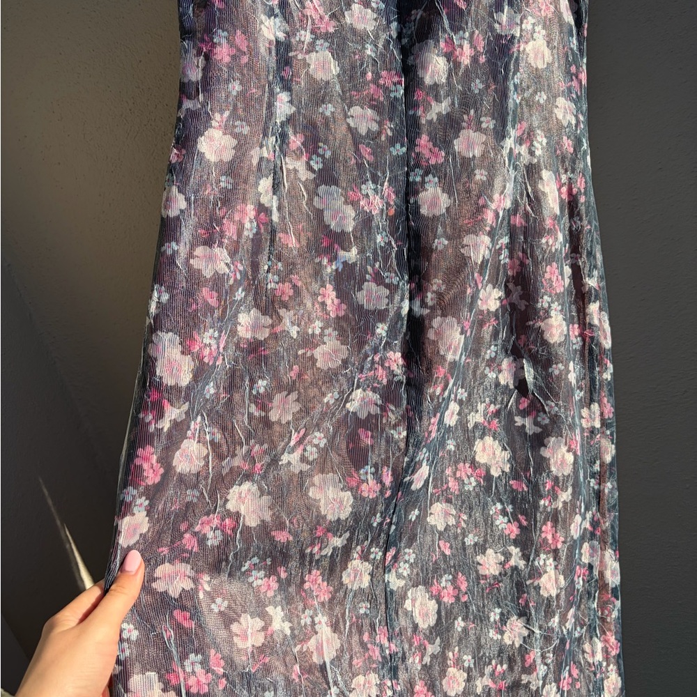 Anna Sui Blue and Black Floral Chemise size 2 - Picture 11 of 13
